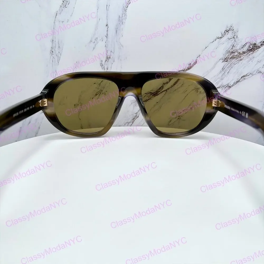 New PRADA Sunglasses Brown Striped Laguna Aviator Shield Mask New